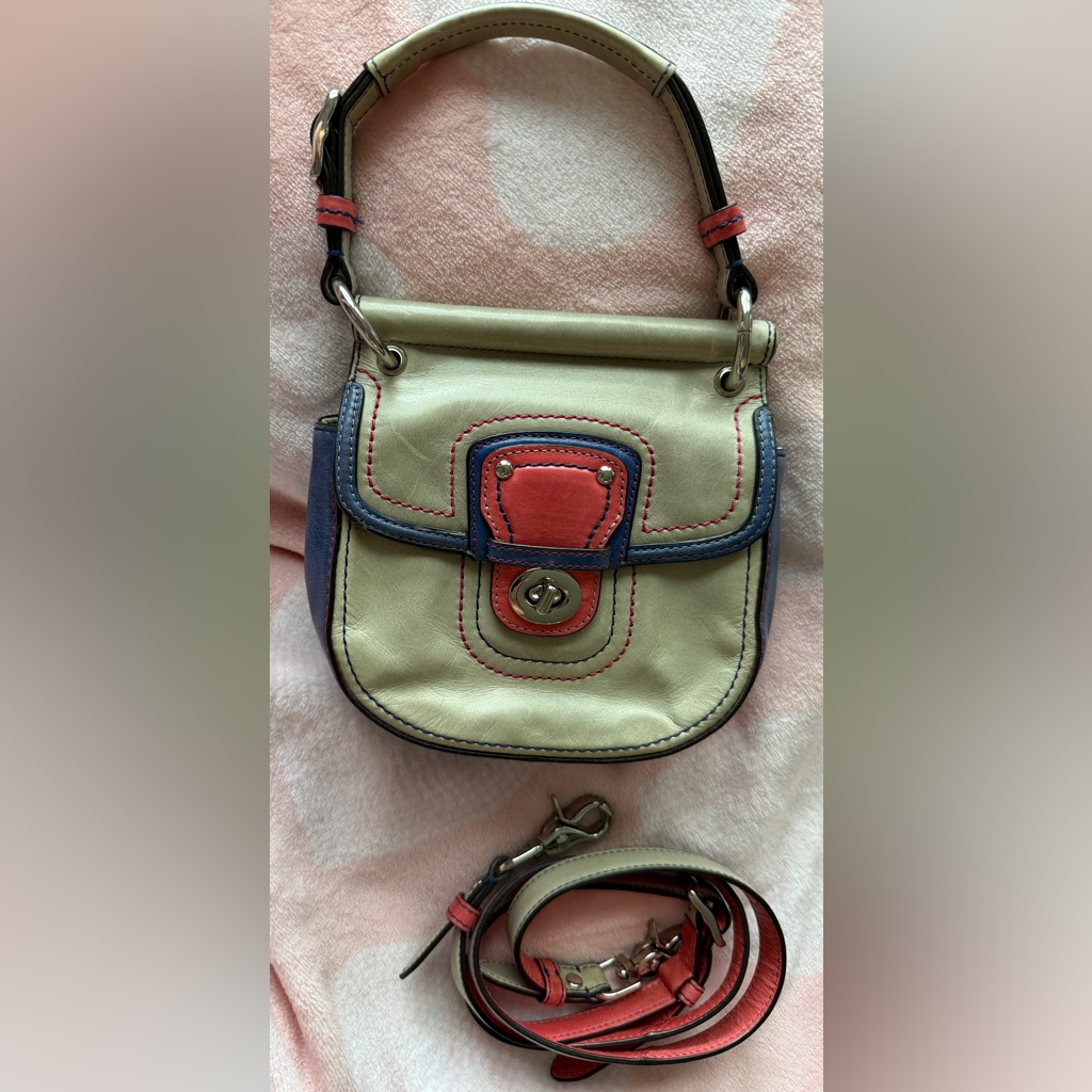 Coach Willis Mini Crossbody In Gray Purple Pink Color Block